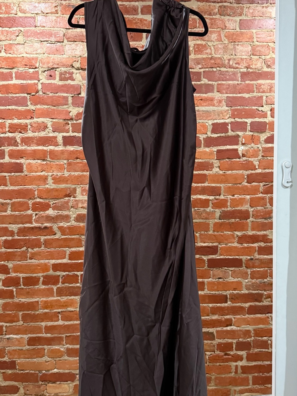 Sleeveless Cowl Neck Dark Brown Maxi Dress